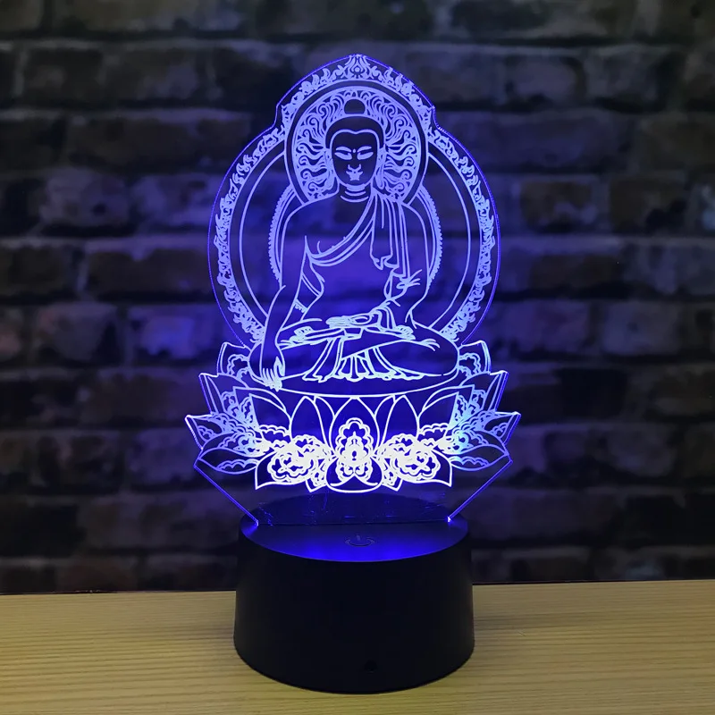 Sakyamuni-led 3d lâmpada com 16 mudando de cor, luz noturna, colorida, com controle remoto, melhor para aniversário e presente de natal