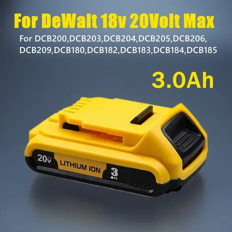 20V 3Ah DCB203 Lithium Battery Replacement for DeWalt 18v 20Volt Max Lithium Ion Battery DCB206 DCB205 Power Tools