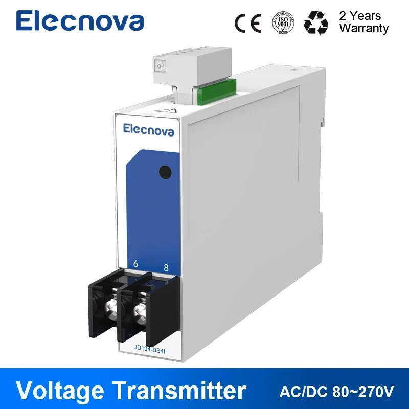 

Передатчик напряжения переменного тока Elecnava, однофазный, RS485/MODBUS-RTU, аналоговый выход, 50/60 Гц, AC/DC 80 ~ 270 В или DC12/48 В