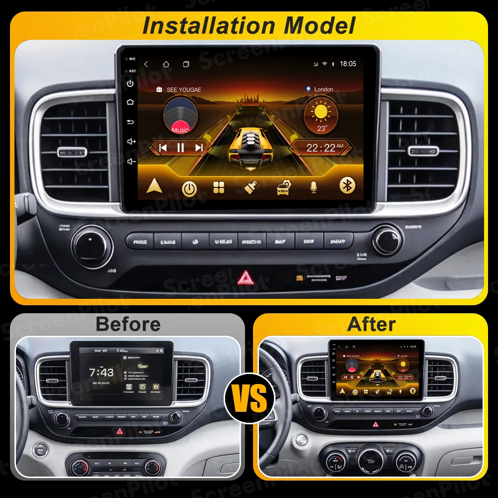 Android 16 For Hyundai Venue 2019-2024 Car Radio Stereo Head Unit Multimedia Video Player GPS Navigation 2K QLED 9 Inch 8 Core