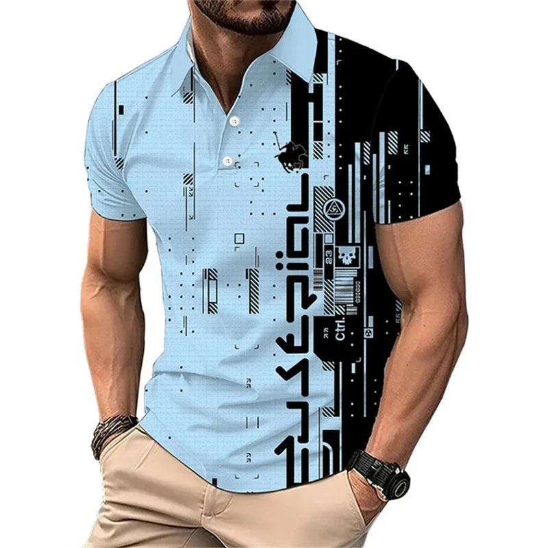 Polo con estampado 3D divertido para hombre, ropa deportiva de Golf al aire libre, Tops de manga corta con solapa de moda, camisetas sueltas de tendencia informal, Verano