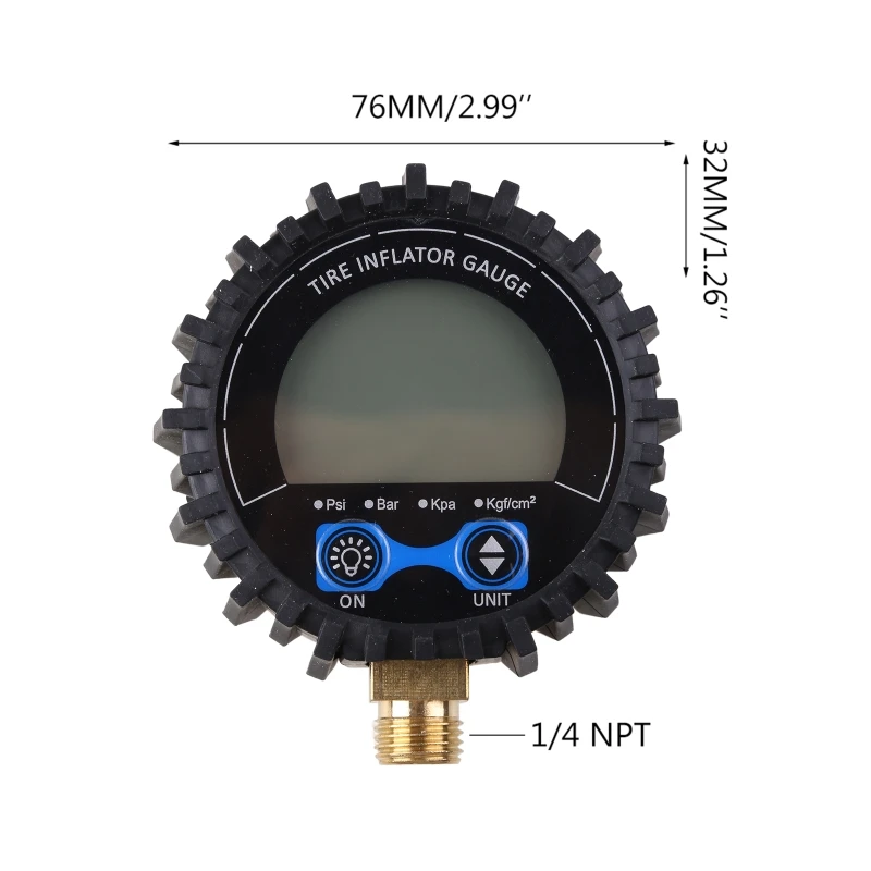 Manometro digitale dell\'aria con dimensioni del quadrante per w  1/4 \'\' NPT alimentato a batteria per w  LED Drop Shipping