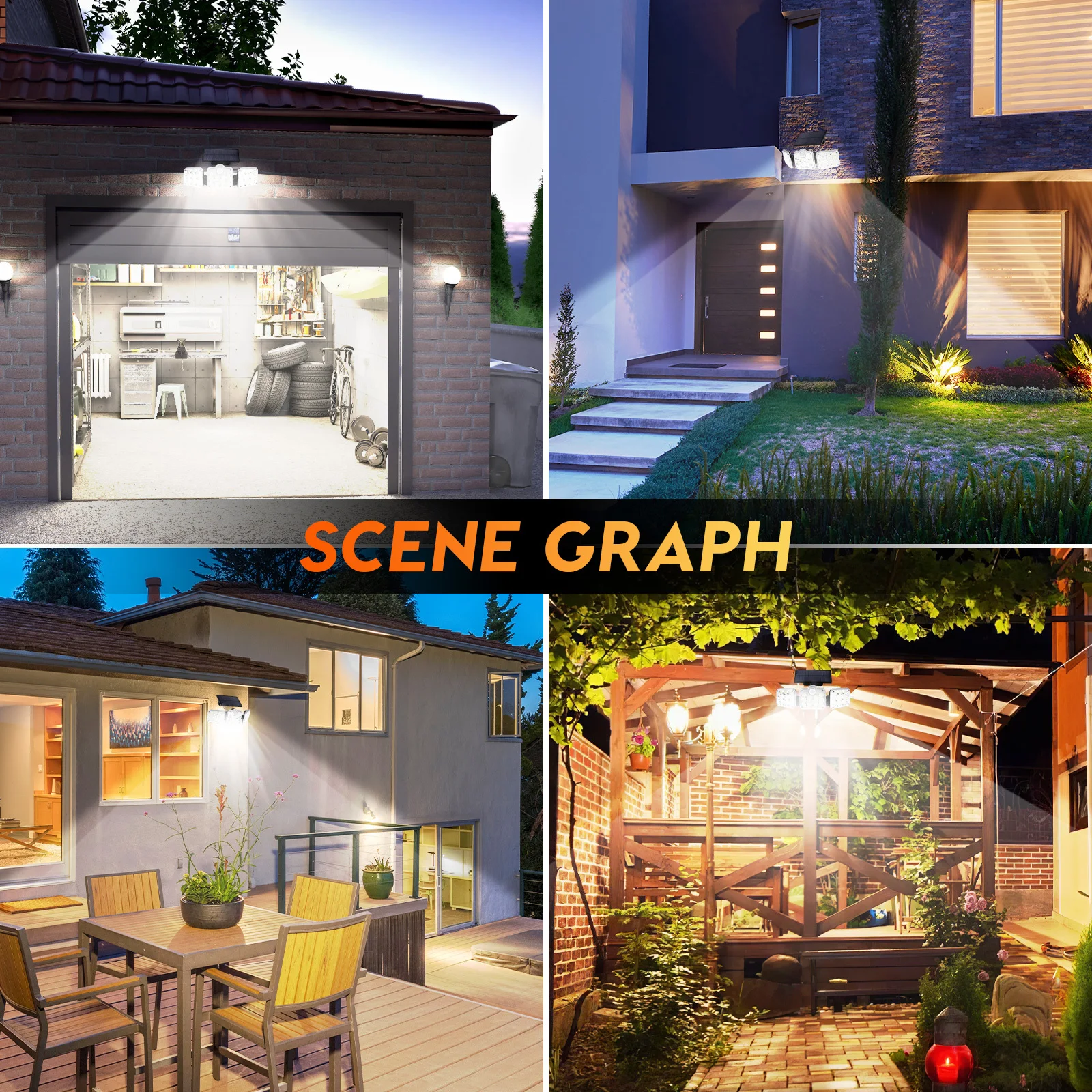 

164 LED Solar Motion Sensor Light Three Head Split Design Outdoor Garden Street Yard Security Solar Lights Remote Control