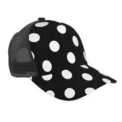 Mesh Baseball Cap Men Women Black White Polka Dot Dad Hat Unisex Hip Hop Hat Outdoor Hat Gorras