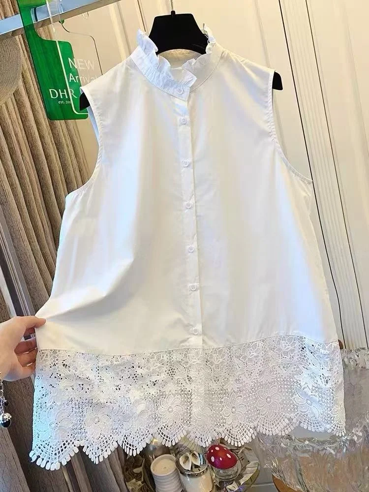 

Женская многослойная майка Ele Lace Patchwork Svel irt Faion для поездок на работу, летний сезон, прямоугольное боди pe