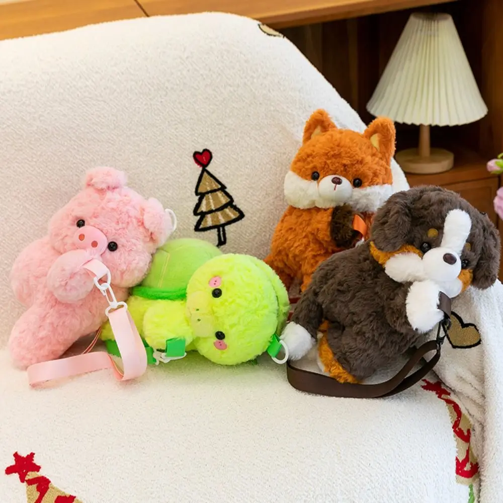 

Animals Green Turtle Plush Backpack Plush Doll Large Capacity Little Pig Doll Shoulder Bag 28cm Phone Bag
