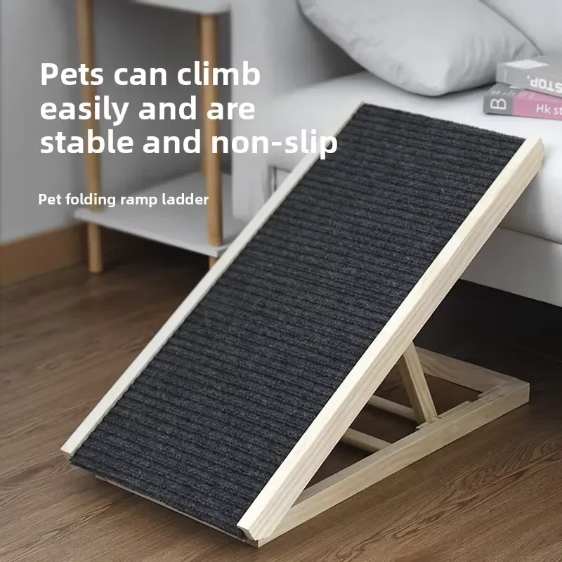 Solid Wood Dog Ramp for Bed Couch Non Slip Pet Stairs Senior Small Dogs Cat Climbing Ladder Gentle Slope Elderly Pets Indoor