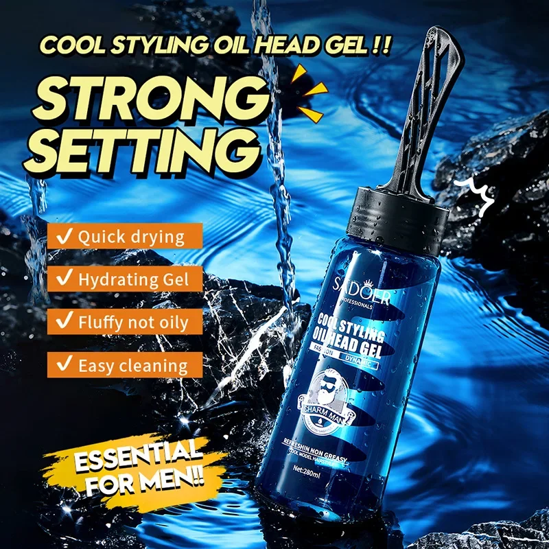 280ml Hair Styling Gel Oil with A Comb Head Gel Powerful and Durable Natural Fluffy and Fragrant Hair Spray for Curly Hair