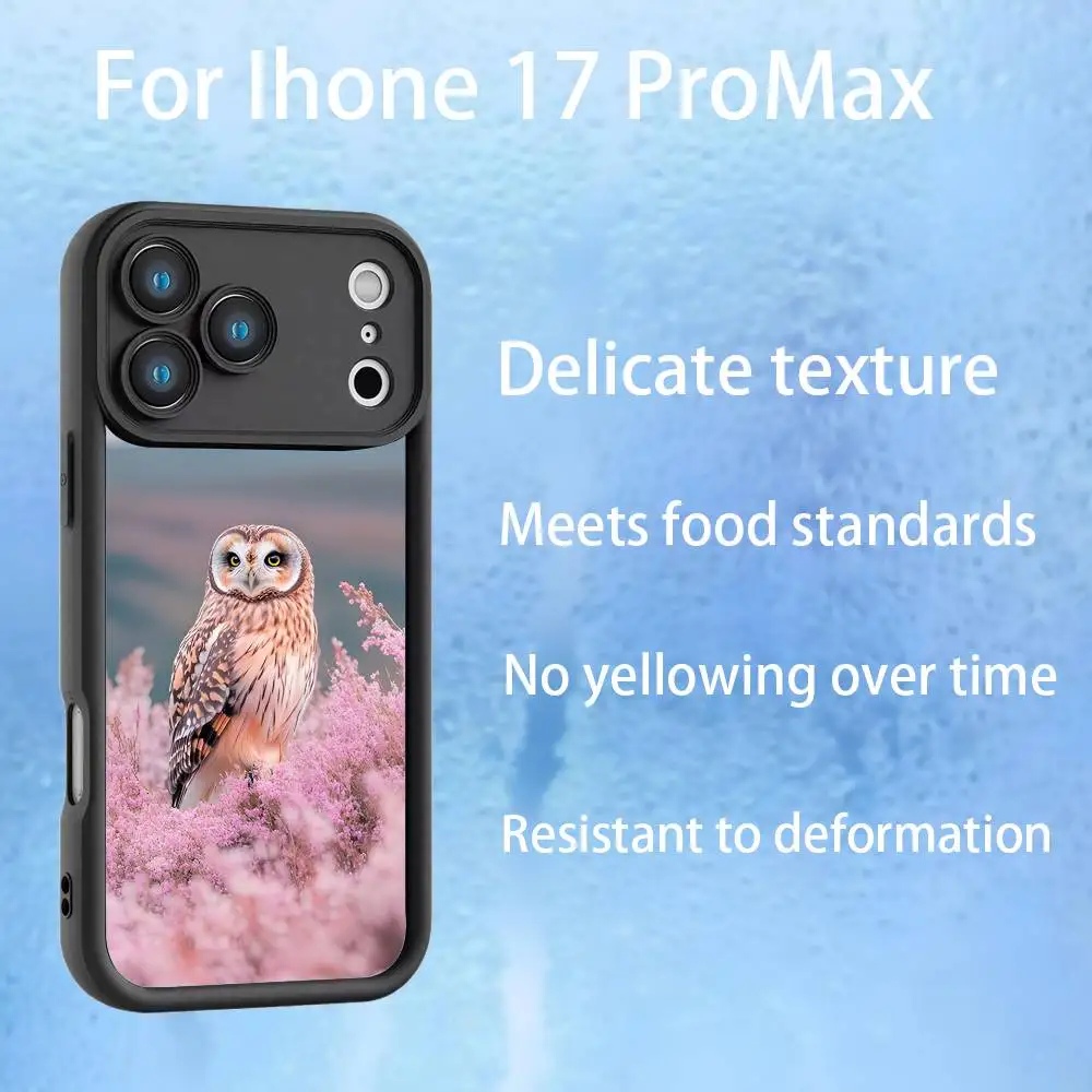 Чехол для телефона с милой совой для домашних животных для iPhone 17,16,15,14,13,12, Pro, Max, Plus, E, SE4, Air, emery, черный, полное покрытие, ТПУ