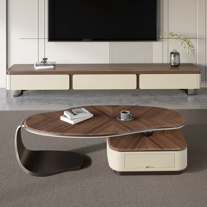 وابي ساندي ويند الجوز الخشب الصلب شقة صغيرة طاولة القهوة على شكل خاص غرفة المعيشة المنزلية طاولة القهوة المانجو