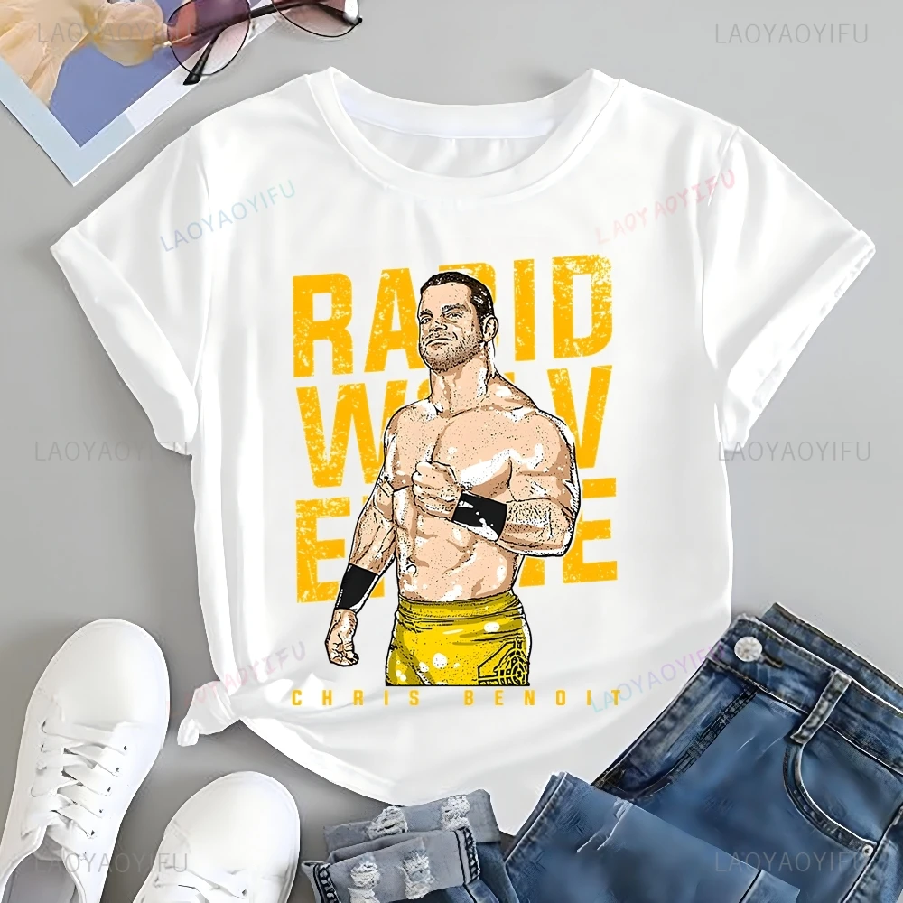 Vintage Chris Benoit Printed T-shirt Top Chris Benoit Trend Harajuku Short Sleeved Unisex Shirt Patterned Large T-shirt