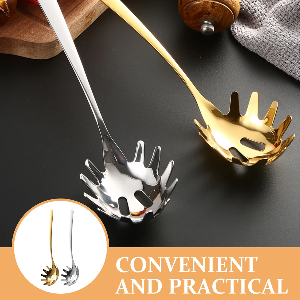 

2 Pcs Stainless Steel Noodle Strainer Spaghetti Spoon Pasta Utensil Kitchen Tool Fettuccine Filter Sever Scoop