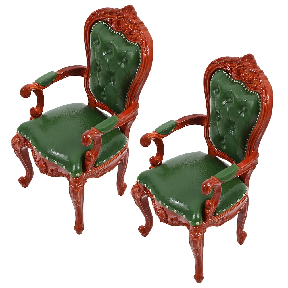 2-delige miniatuur retro meubeldecor fauteuils poppenhuisdecoratie houten meubilair
