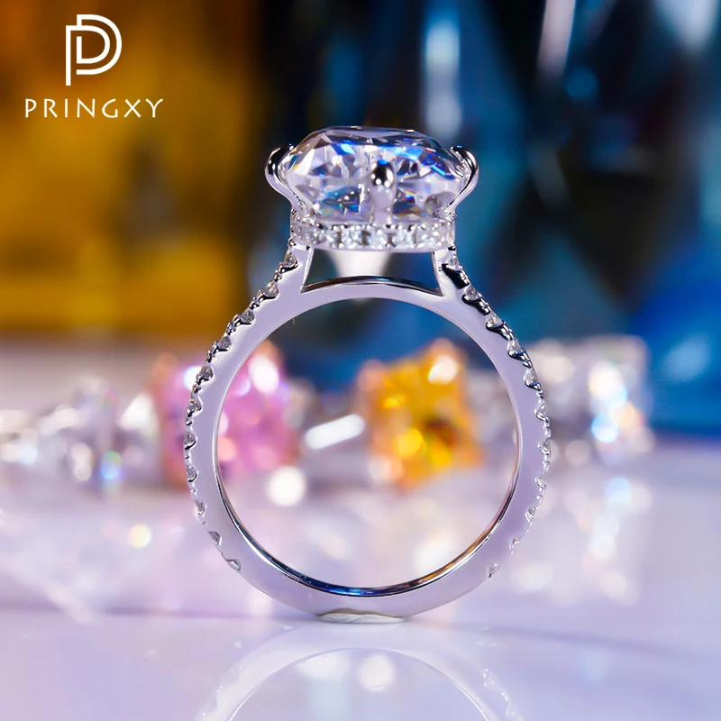PRINGXY 6ct 100% 925 Sterling Silver Oval High Carbon Diamond Ring For Women Wedding Anniversary Dinner Fashion Fine Jewelry New