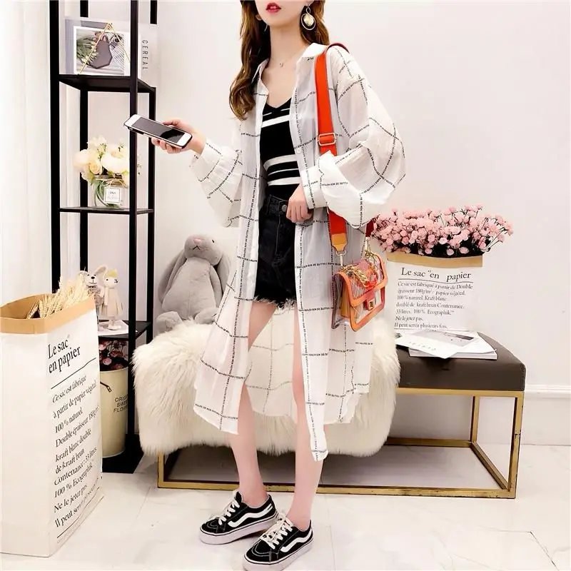 2023 nowa wiosenna i letnia moda na co dzień prosta w paski luźne koszula damska przeciwsłoneczne z długi jednorzędowy rękawami