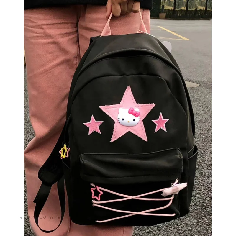 Sanrio Hello Kitty Bags Women New Black Fashion Backpacks Y2k Millennium Large Capacity Shoulder Bag Student Korean Schoolbag