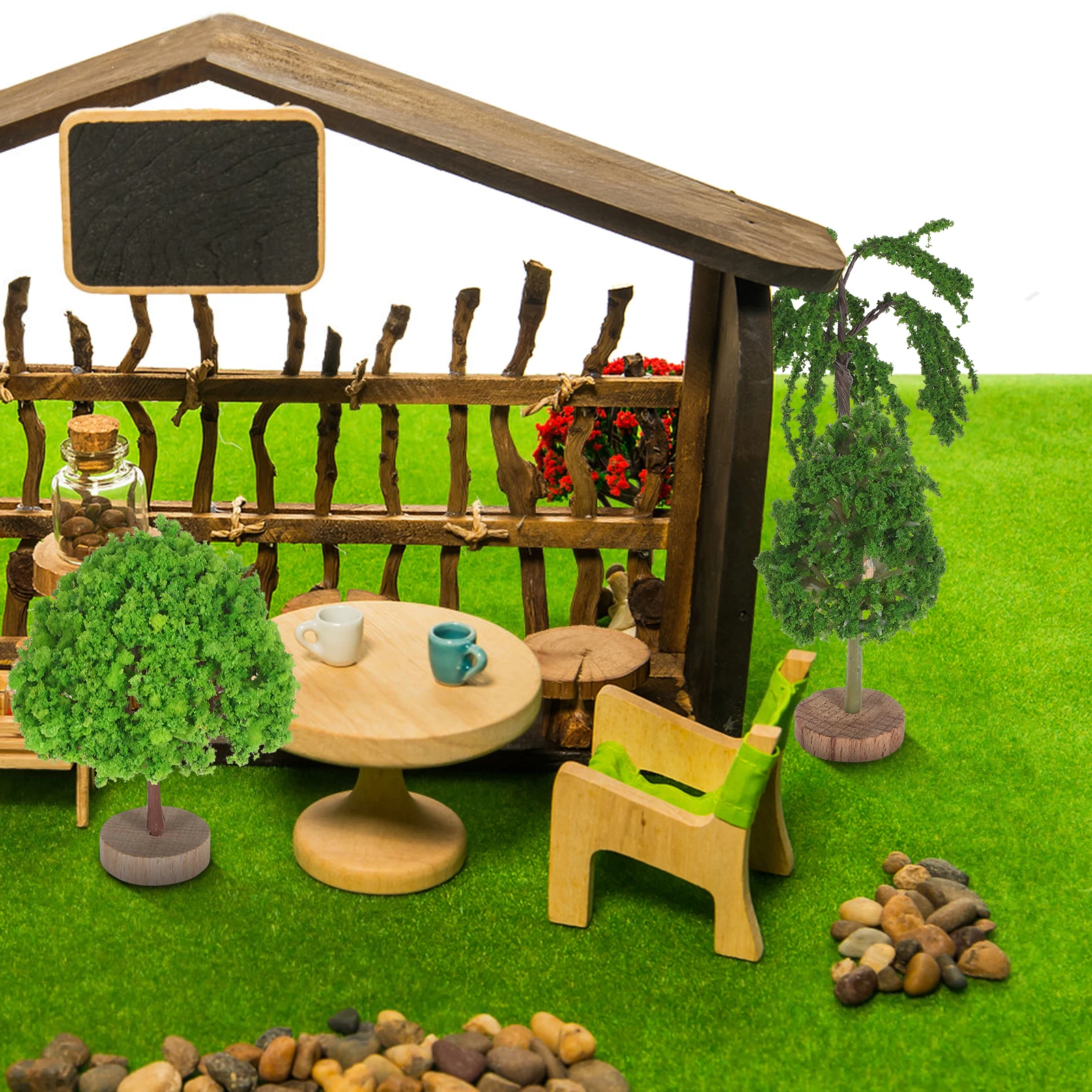 

5pcs Mini Landscape Trees Artificial Fake Bonsai Miniature Small Plastic Trees for Indoor Decoration Desktop Model for Office