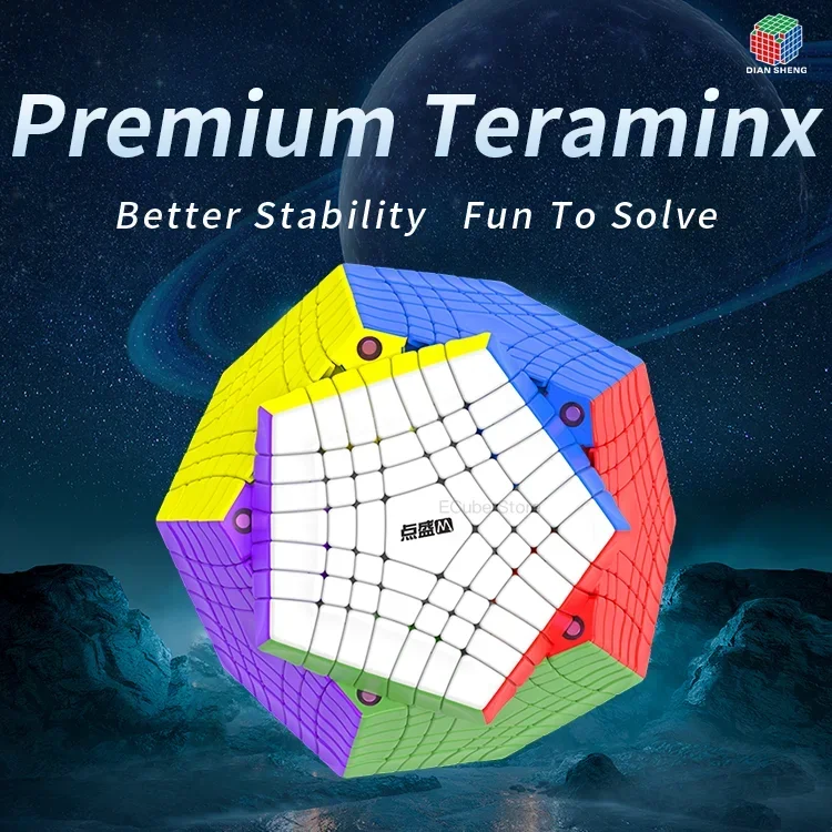 Picube 어린이용 매직 큐브 스피드 퍼즐 장난감, DianSheng Galaxy Teraminx 7x7 마그네틱 Megaminx 스티커리스, 7x7x7