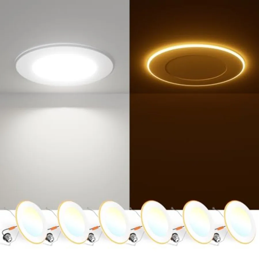 

Pack 5/ 5CCT LED Recessed Can Light with Night Light, 2700K/3000K/000K/5000K/000K Selectable Flat Recessed Lightg, 10W=110W, 10