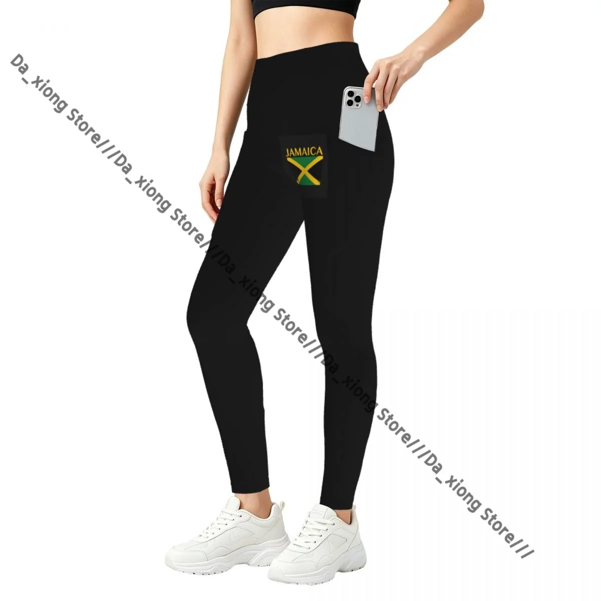 High Waist Hip Lift Yoga Pants Women With Pockets Jamaica Flag Gym Wear