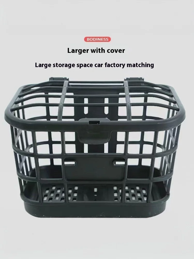 AliExpress NONE 【M】1 Set Large Capacity Anti Extrusion Bike Front Basket Black PC Detachable Bike Basket With Lid For Electric Bike