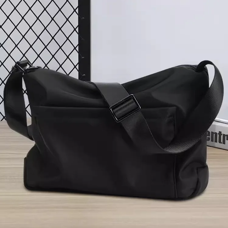 

Модная мужская сумка-мессенджер через плечо, повседневная, из мягкого нейлона, однотонная, на молнии, в корейском стиле