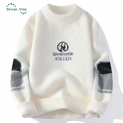 Thick Warm Sweaters for Men Fashion Pullover Alphabet Print Warm Kint Tops