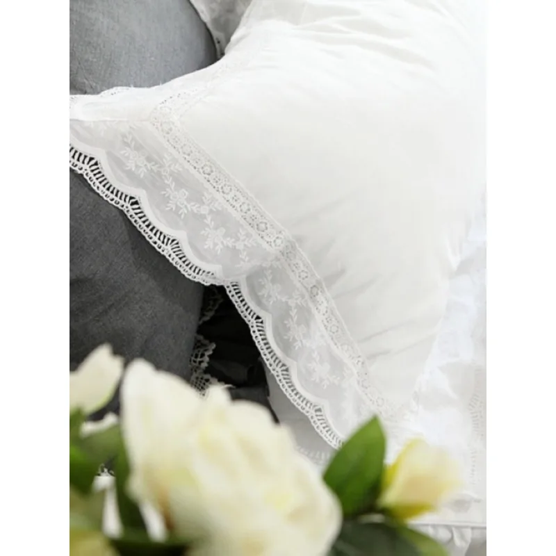 Pillowcase White Pillow Case Cotton Embroidery Princess Pillow Cover Pillow Bed Custom Europe Ruffle Elegant Room Home Decor