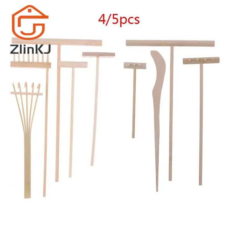 ขายร้อน 4pcs / 5Pcs ไม้ไผ่ Zen Garden Rake สมาธิเครื่องมือตกแต่งบ้านผ่อนคลาย Handcrafted