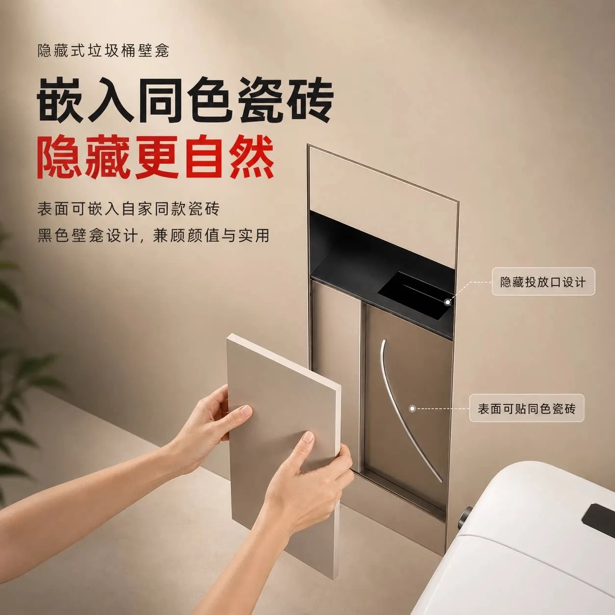 Hidden stainless steel niche toilet toilet embedded trash can tissue box rack can be customized wall cabinet