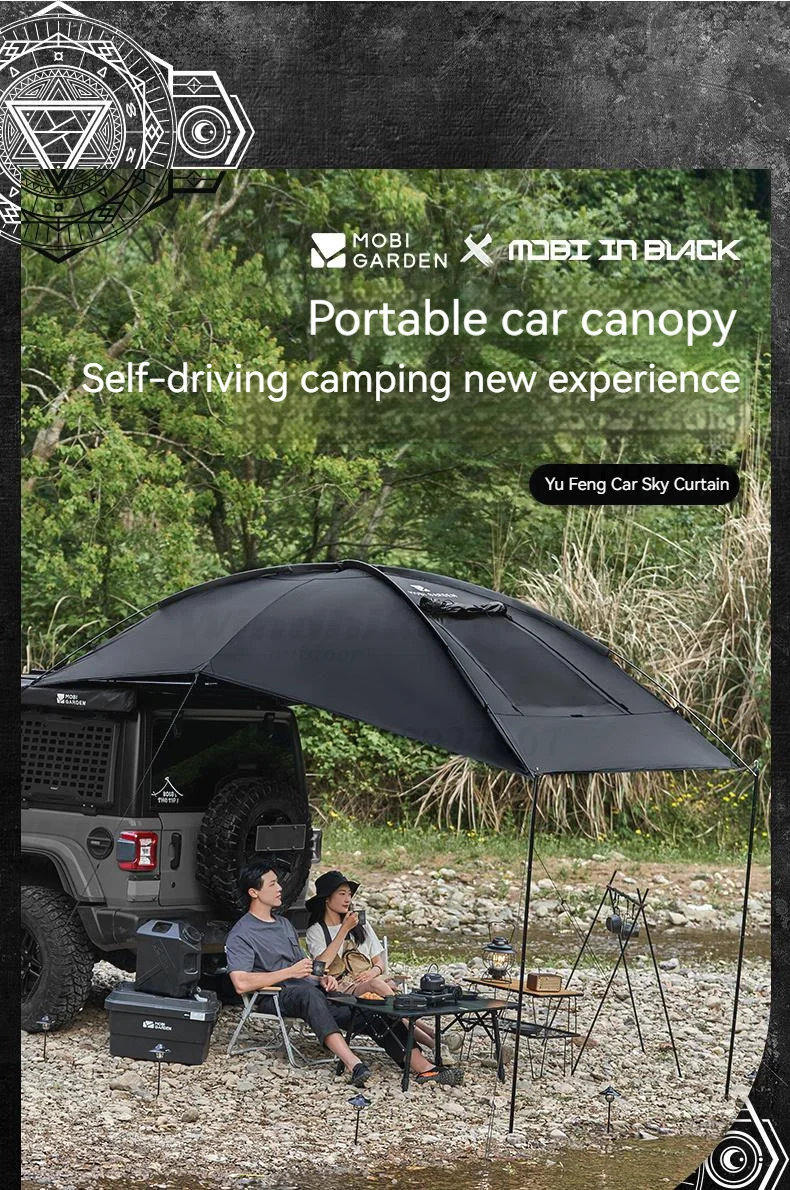 MOBI GARDEN Car Side Tent SUV Docking Camping Picnic Waterproof Sunscreen UPF50+ Convenient Black Advanced Canopy Awning Outdoor image 9