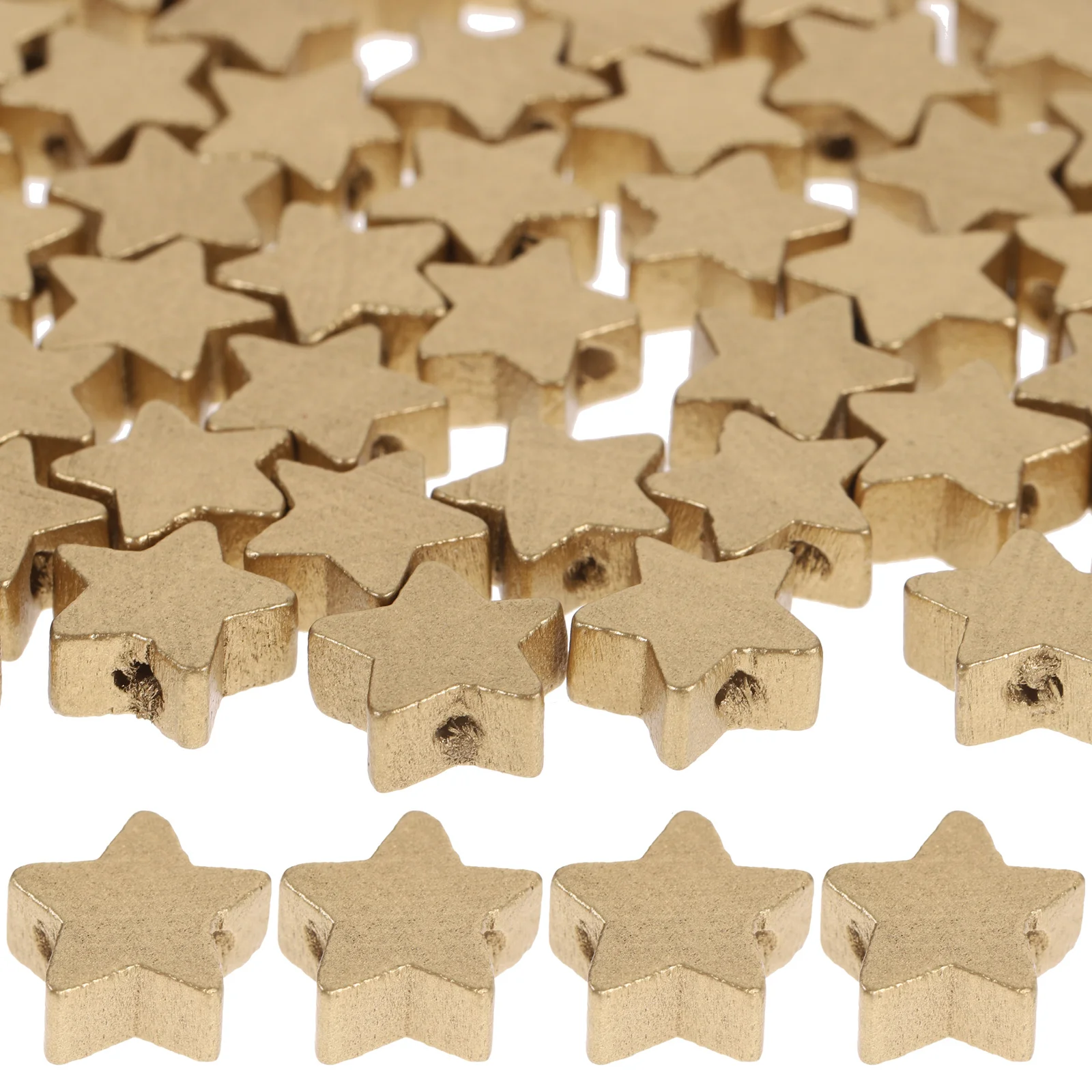 100 Pcs DIY Pentagram Wood Piece Star Disc Educational Playthings Learning Tools Pupils Mathematics Teaching Props with Hole for