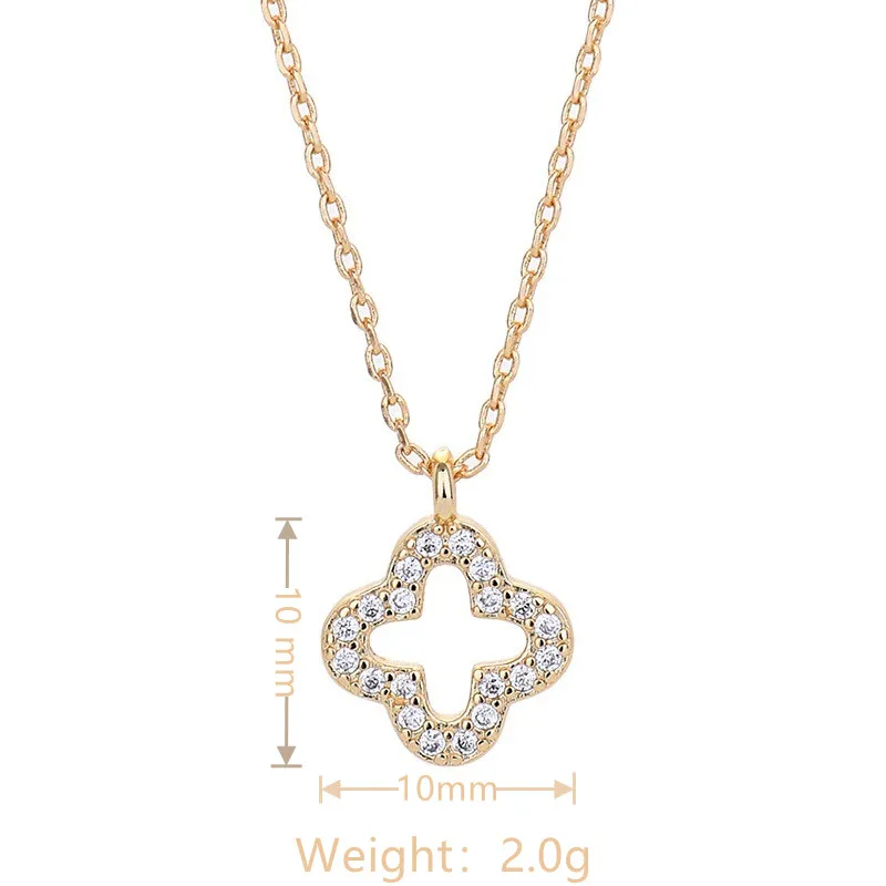 Simple Lucky Four-leaf Clover Necklace For Women Chain Charm Electroplating White-Gold and Gold Color Fashion Jewelry Pendant