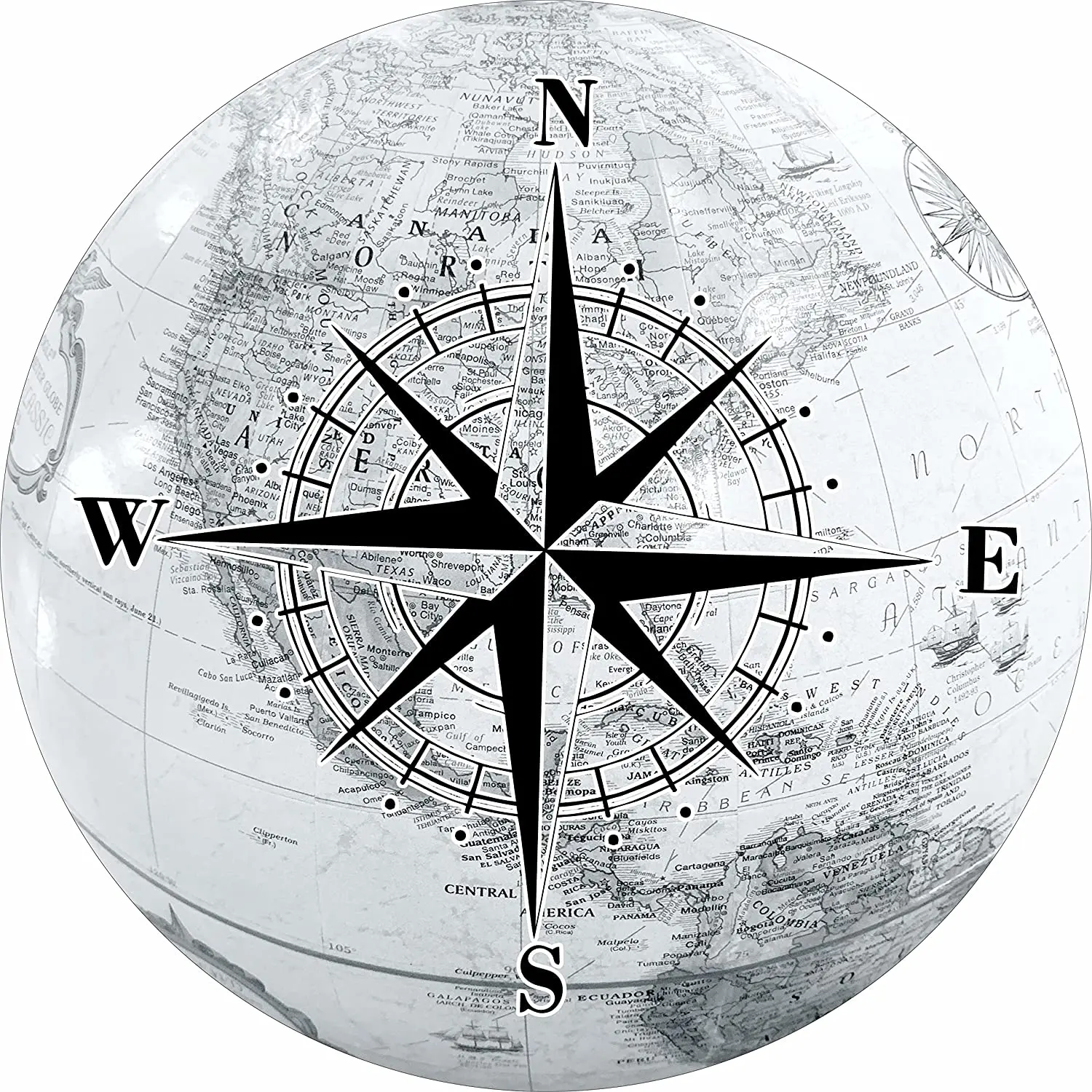 TIRE COVER CENTRAL Compass Earth Globe of North America Spare Tire Cover (Custom Made to Your tire Size-See menu) for 30X9.50X15