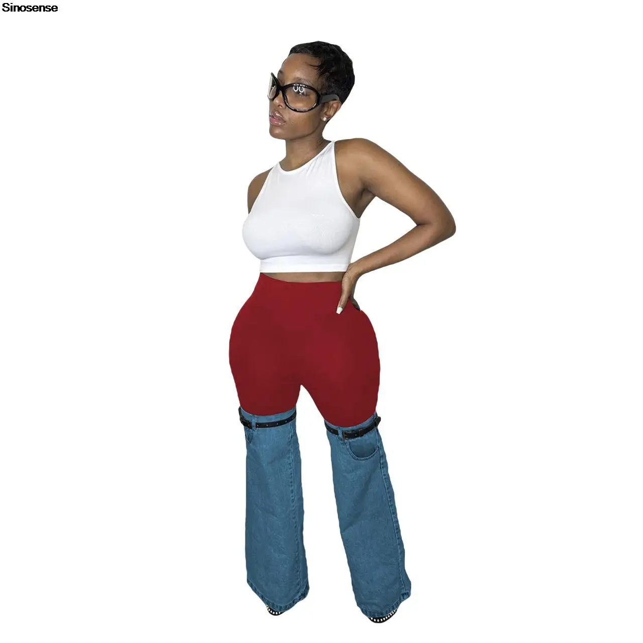 Women\'s Jeans Stretchy Straight-Leg Boyfriend Denim Pants Vintage Patchwork Wide Leg Jeans Trousers Y2K Streetwear Flare Pants