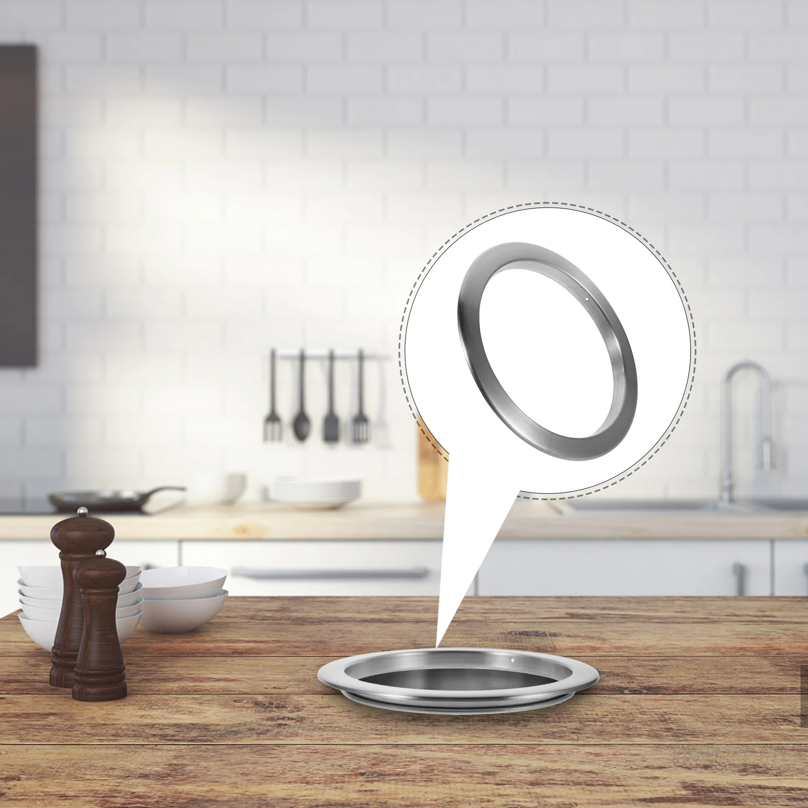 

Countertop Embedded Trash Can Lid Stainless Steel 20.8Cm Drop-In Grommet For Kitchen Cabinet Bathroom Recessed Wastebasket