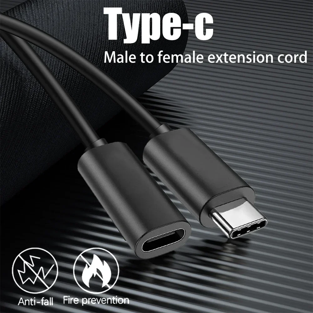 Type-C Extension Cable USB Type C To Type-C Female Extension Data Cord Transfer USB C QC TypeC Fast Charging Line For Laptop PC