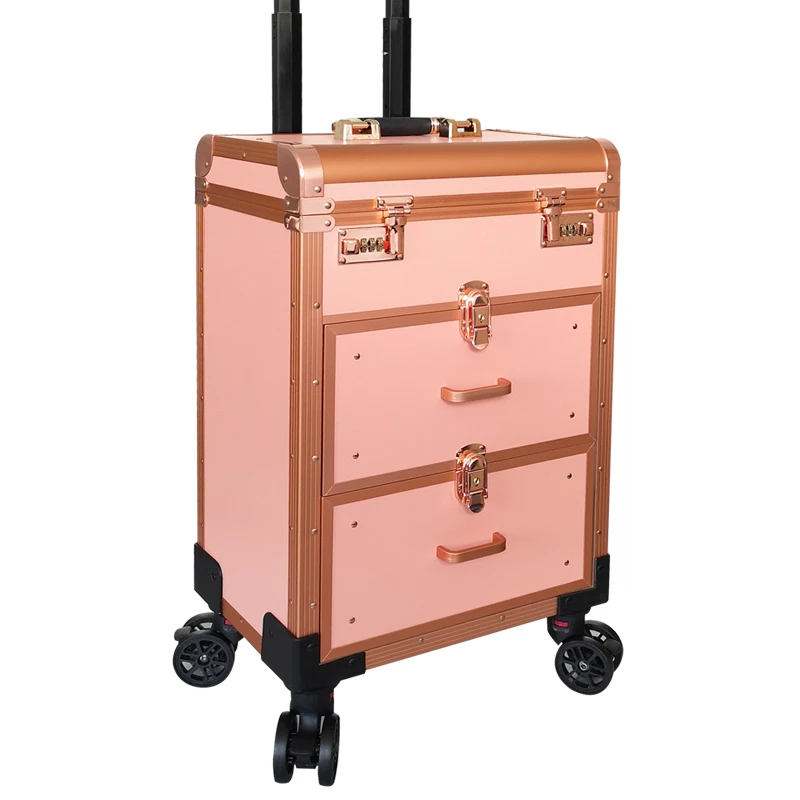 Professioneller Trolley-Make-up-Koffer mit großer Kapazität, tragbares kosmetisches Rollgepäck, Nagelkunst, Tattoo, Schönheit, Reisekoffer