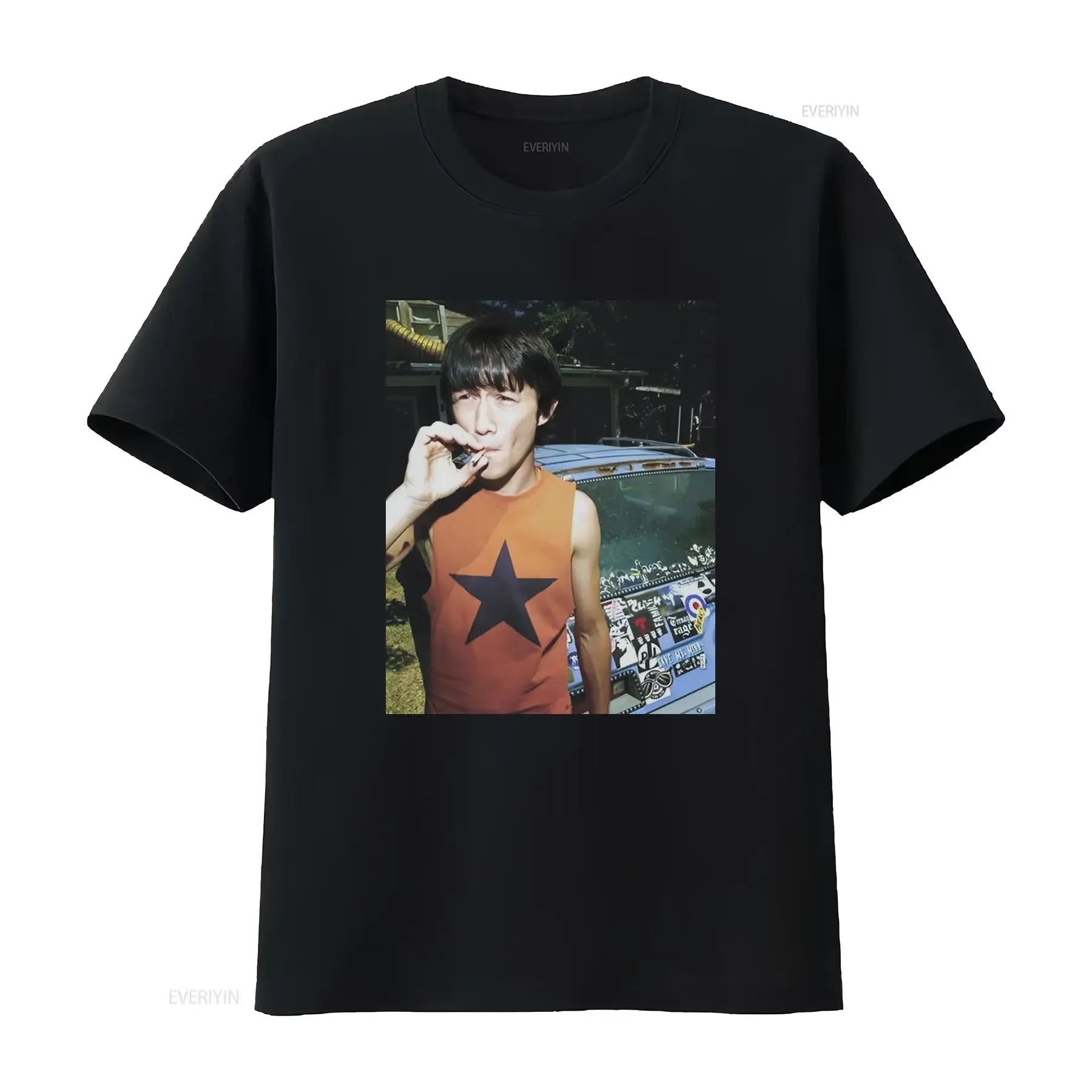 2003 Joseph Gordon Levitt on Mysterious Skin Set Orange T Shirt with Star Print vintage Washed Soft Comfortable streetwear