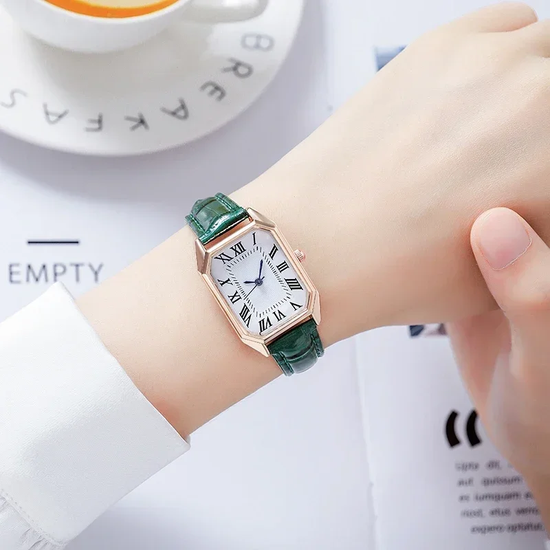 

Japan Movement Women Quartz Watch Easy to Read Arabic Numerals Simple Dial PU Leather Strap Lady Candy Color