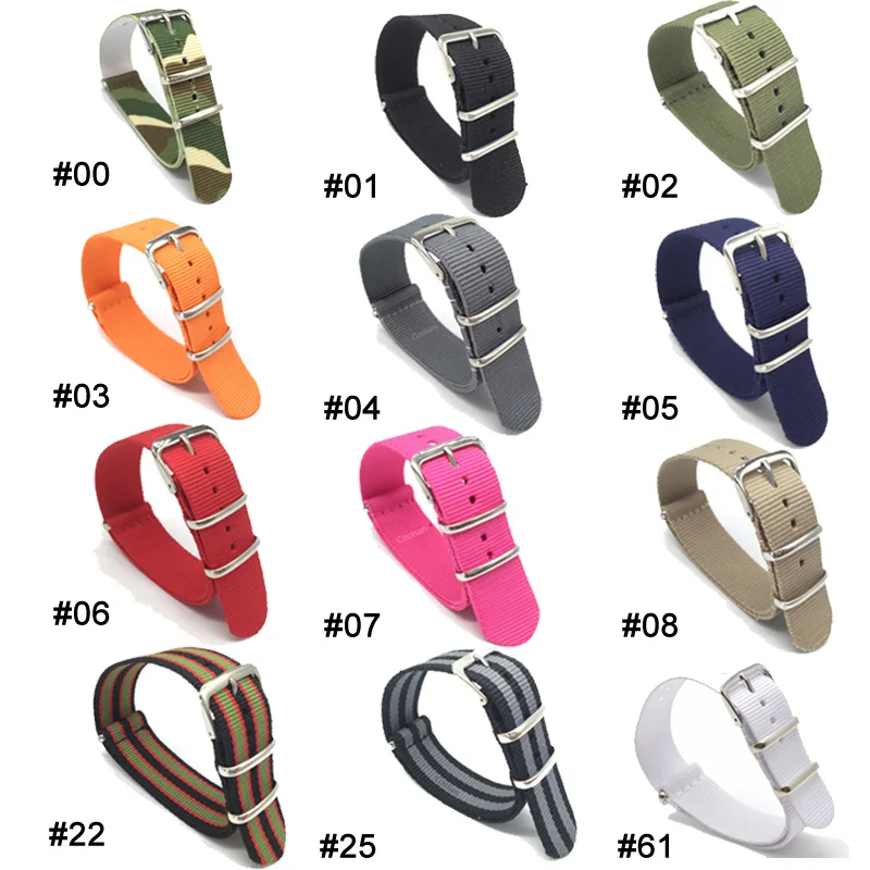 Watch Band 18 20 22 24 Mm Army Khaki Military Fabric Woven Nylon Watch Strap Band Buckle Belt Accessor
