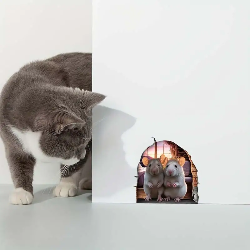 Cute Mouse Hole Wall Sticker,Easy-to-Use Self-Adhesive Decal for Bedroom,Kitchen, Living Room,Stairs-Adds Fun to Home Decor S488