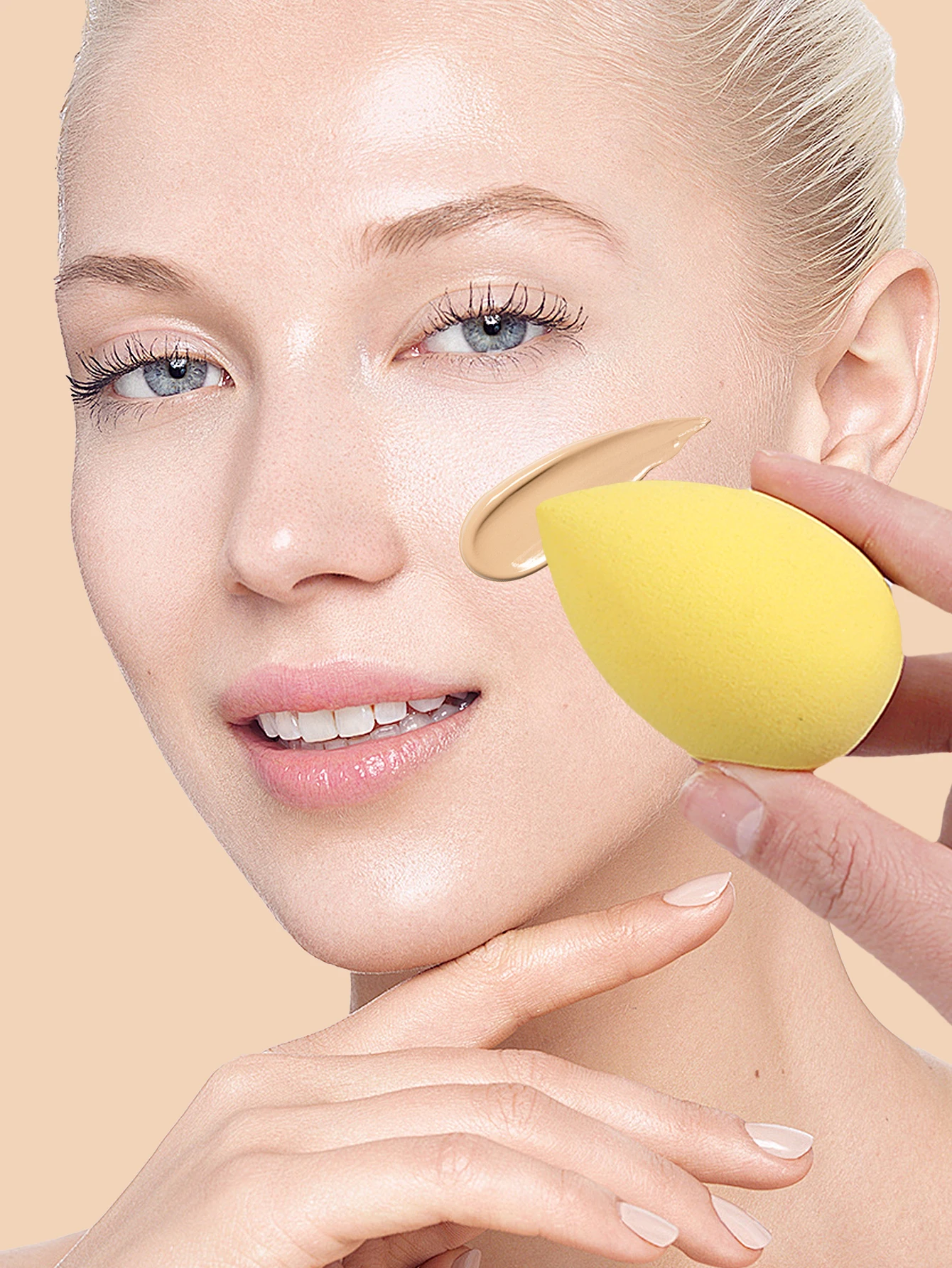 8 miękkich i sprężystych gąbek do makijażu, 4-kolorowe gąbki do makijażu, perełki do pudru do makijażu o kroju ukośnym/kroju łezki, naturalny i gładki makijaż