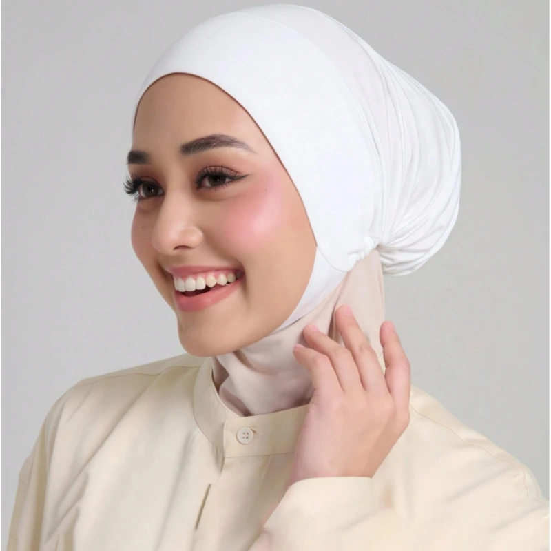 

New Arrivals Elasticity Undercaps Muslim Solid Plain Inner Caps Cover Chins Women Soft Premium Milk Silk Caps Islamic Hair Wraps