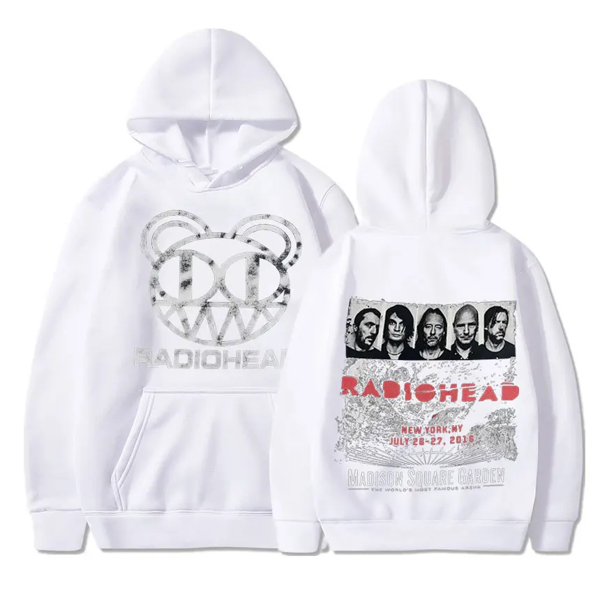 Radiohead Vintage Print Hoodie Men Oversized Cotton Hoodies Hip Hop Line Up New York Tour Rock Band Music Album Sweatshirt