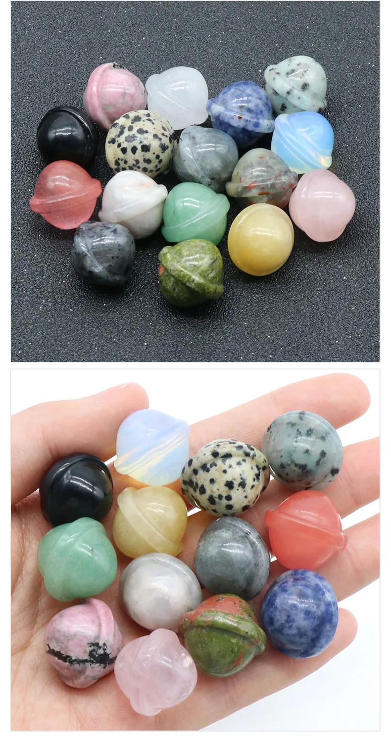 Natural crystal 12pc semi precious stone small planet UFO three-dimensional universe decoration small ornament Galaxy asteroid