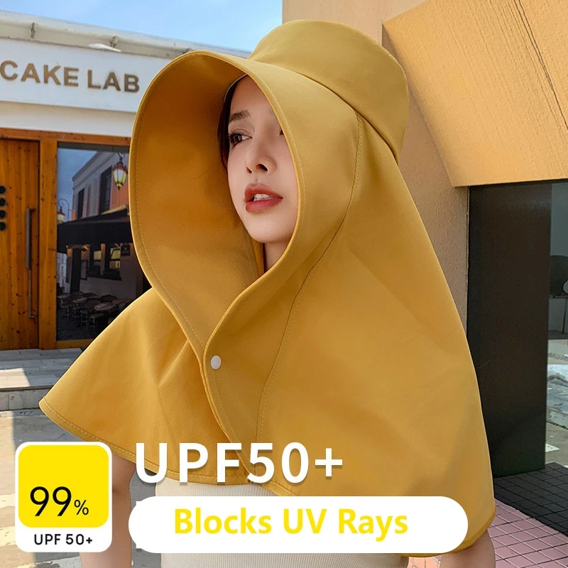 New Sun Hat Summer Sunshade Visor Big Hat Outdoor UV Protection Fishing Hiking Neckprotection Shawl Bucket Hats Sun Supplies