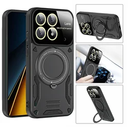 For Poco X6 Pro 5G Case Shockproof Armor Ring Case for Poko Little X6 X 6 Pro X6pro Pocox6pro Magsafe Wireless Charge Magnetic