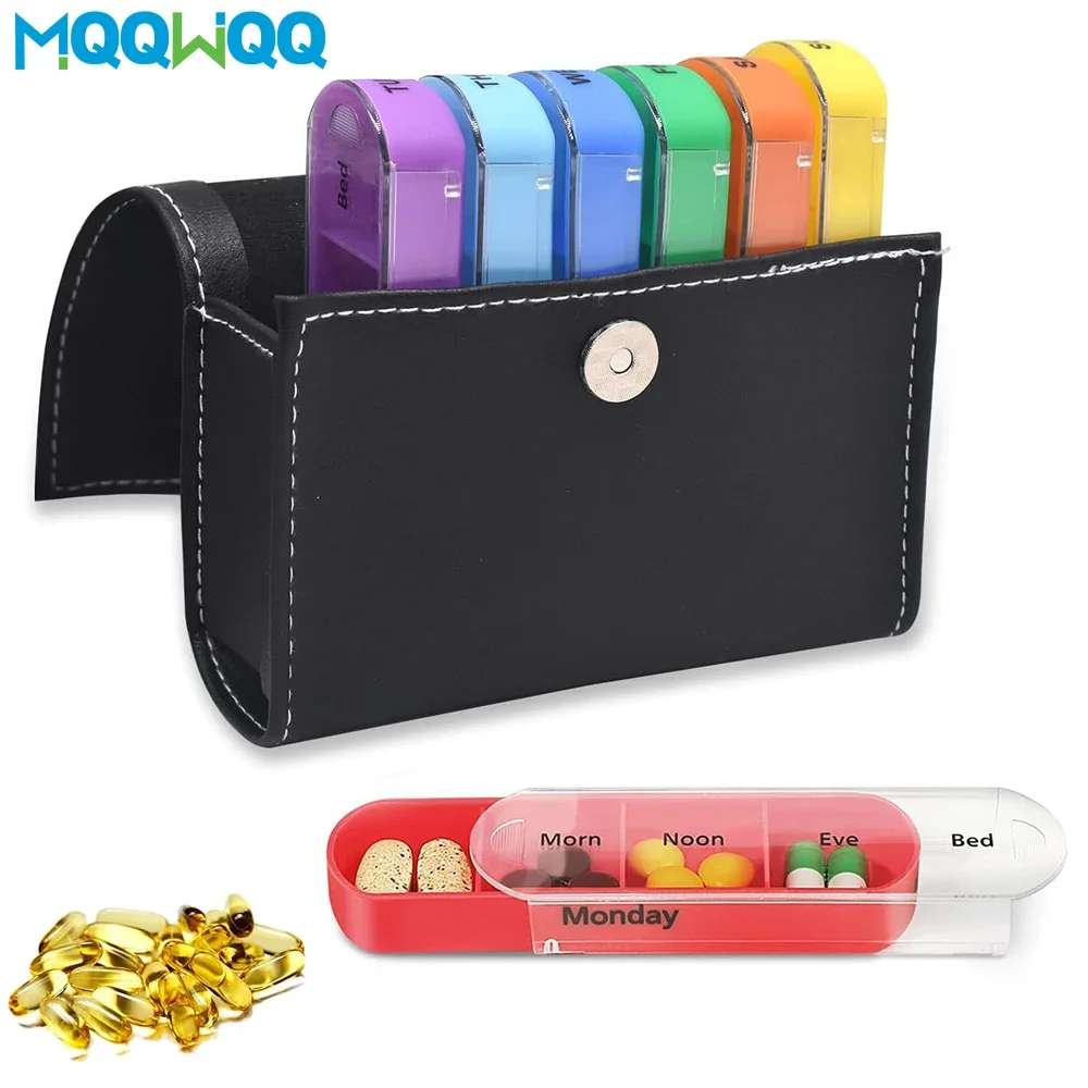 

Pill Organizer Weekly Travel Pill Case Box Medication Reminder Daily AM PM for 4 Times A Day,7 Days A Week-include Carrying Case