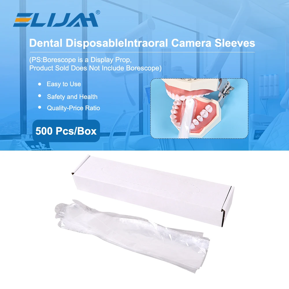 

ELIJAH 500Pcs Dental Intraoral Camera Sleeves Endoscope Cameras Protective Film Sheath Oral Examination Camera Cover Consumable